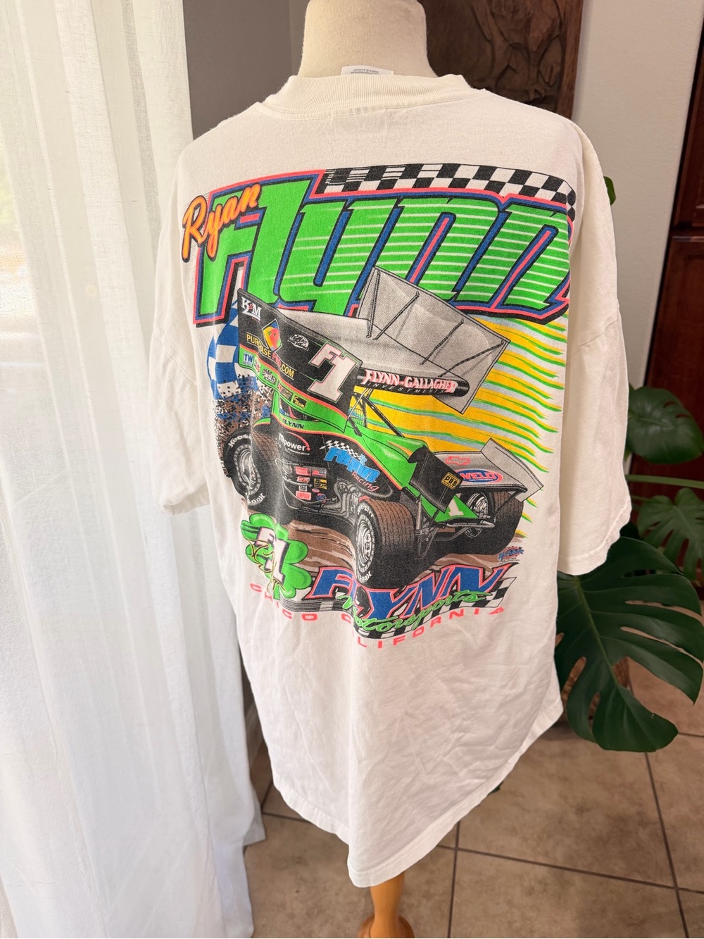 Vintage Ryan Flynn Racing Tee XXL Gildan 90s Style Sprint Car Shirt